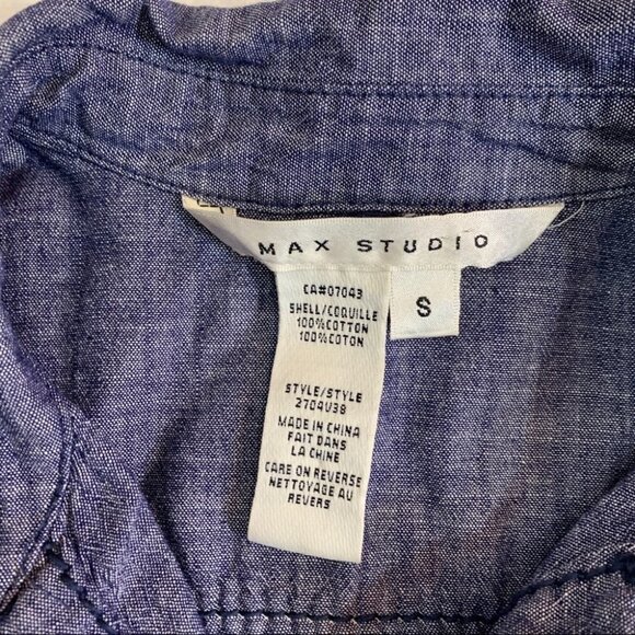 𝅺max Studio🌸 Top Button Up Denim Casual Fitted Blouse Shirt - Picture 6 of 8